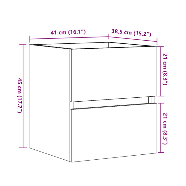 Waschtischunterschrank Portaru 100x38,5x45cm betongrau (Holz)