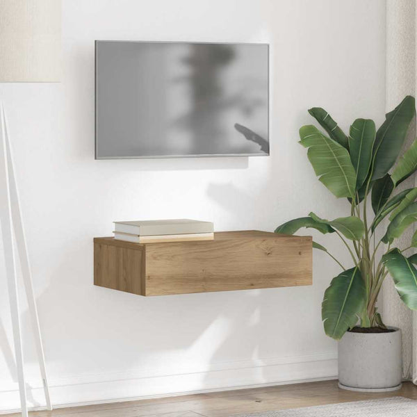 Handwerklicher Eichen-TV-Schrank mit LED-Beleuchtung Costachita 60x35x15,5cm