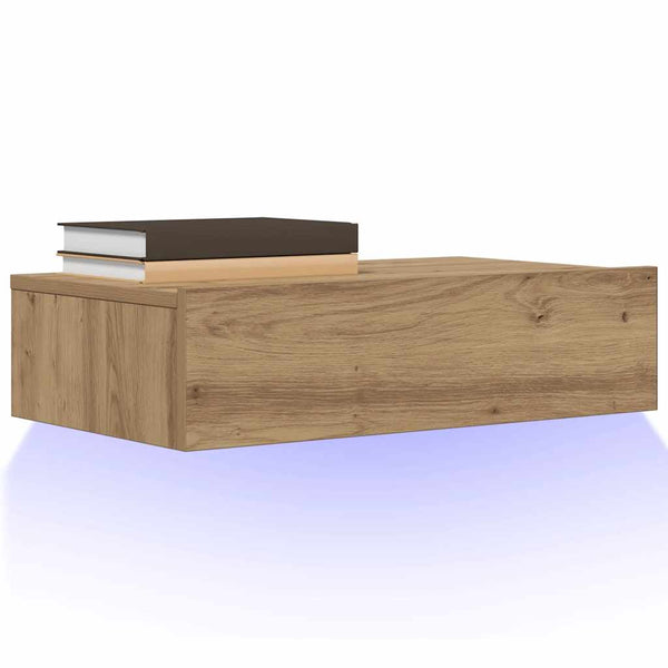 Handwerklicher Eichen-TV-Schrank mit LED-Beleuchtung Costachita 60x35x15,5cm