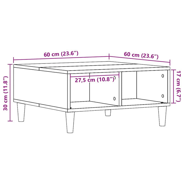 Couchtisch aus Altholz von Afini 60x60x30cm (Holz)