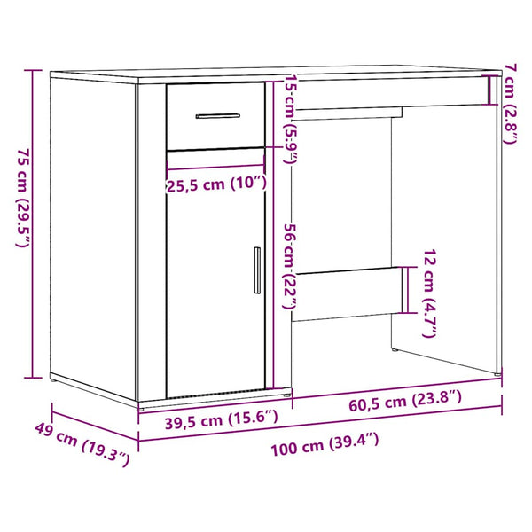 Schwarzer Schreibtisch Margareth 100x49x75cm (Spanplatte)