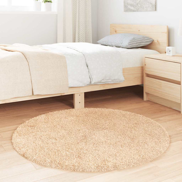 Beiger Hochflorteppich Sidiea 100x100cm (Polyester)