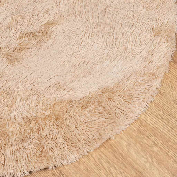 Beiger Hochflorteppich Sidiea 100x100cm (Polyester)