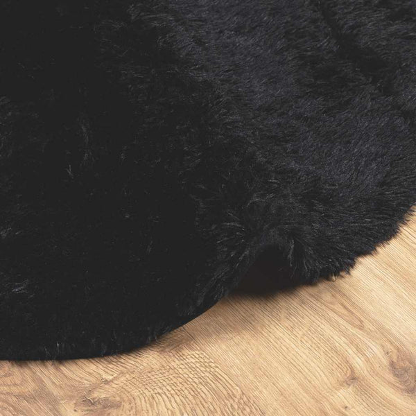 Sidiea schwarzer Hochflorteppich 120x120cm (hochfloriger Polyester)