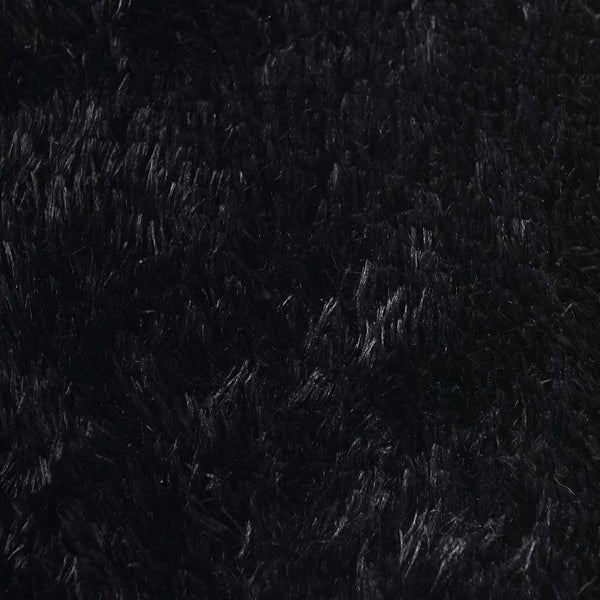 Sidiea schwarzer Hochflorteppich 120x120cm (hochfloriger Polyester)