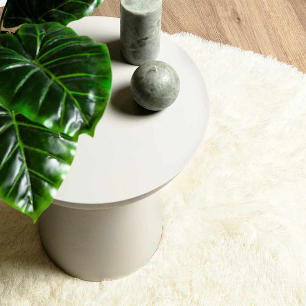 Sidiea Hochflor Teppich Creme Zottelig 200x200cm (Polyester)