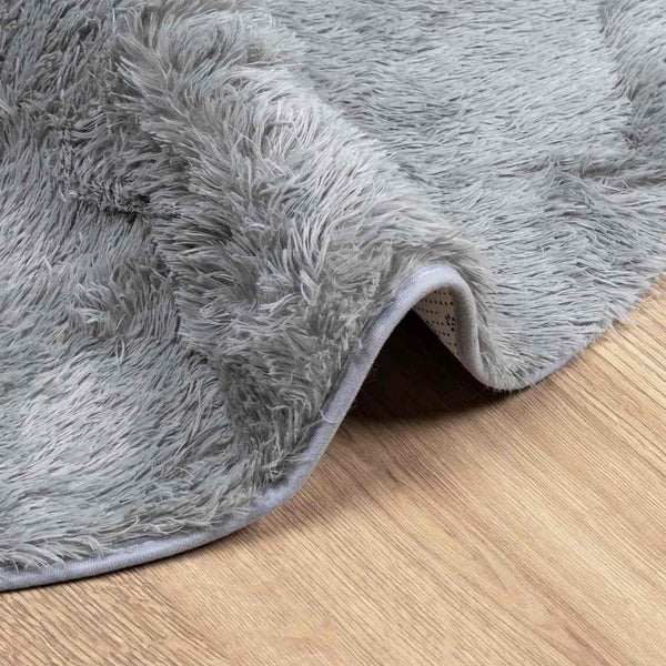 Sidiea hellgrauer Hochflorteppich 200x200cm (Hochflor-Polyester)