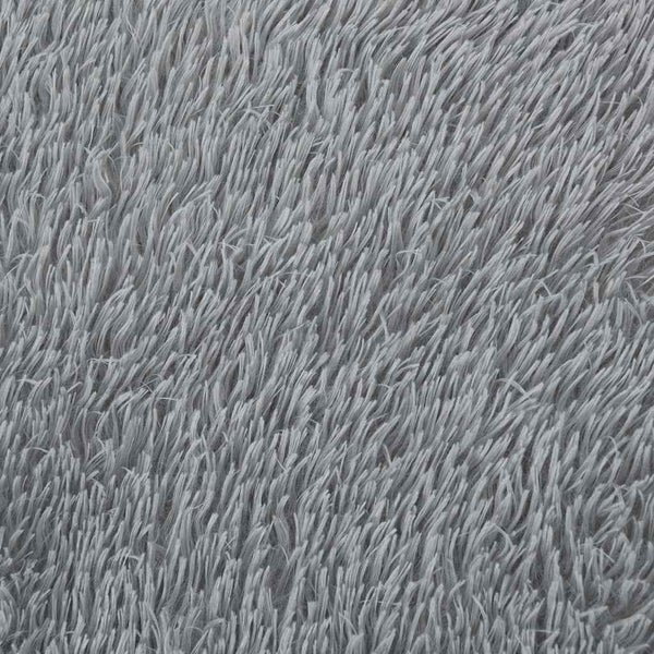 Sidiea hellgrauer Hochflorteppich 200x200cm (Hochflor-Polyester)