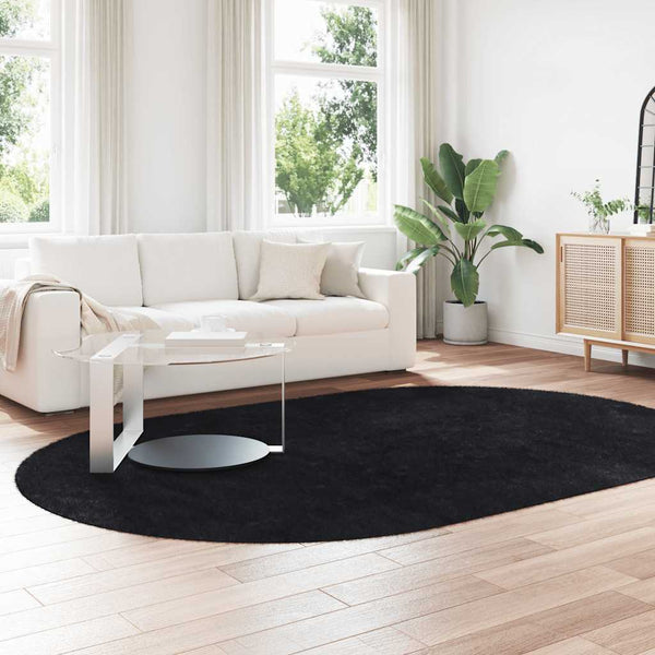 Schwarzer Hochflorteppich Sidiea 300x200cm (Hochflor-Polyester)