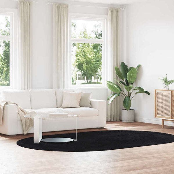 Schwarzer Hochflorteppich Sidiea 300x200cm (Hochflor-Polyester)