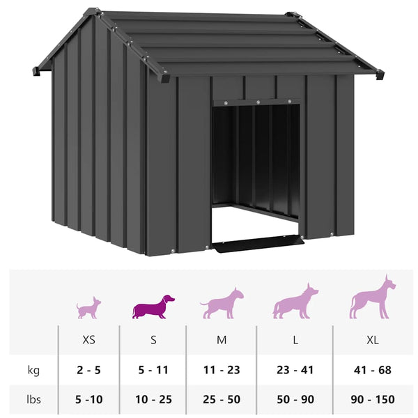 Amour Hundehütte mit Dach 85x107x81cm (verzinkter Stahl)