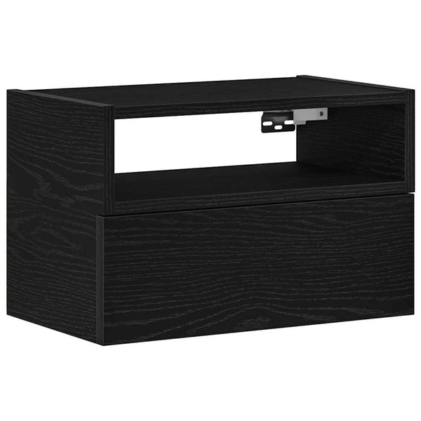 Schwarzer wandmontierter Nachttisch Geneva 45x26x28,5cm