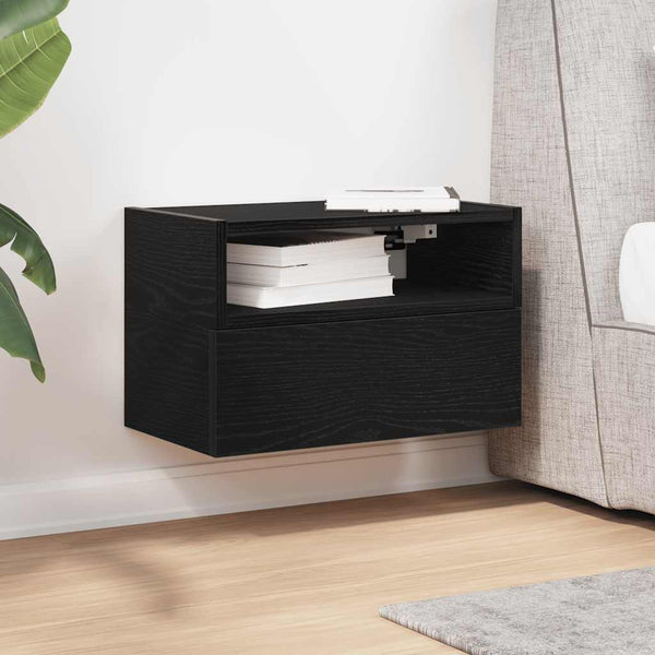 Schwarzer wandmontierter Nachttisch Geneva 45x26x28,5cm