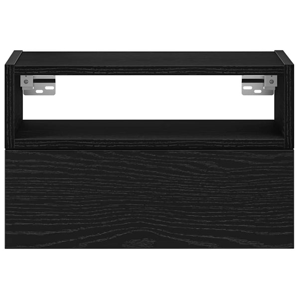Schwarzer wandmontierter Nachttisch Geneva 45x26x28,5cm