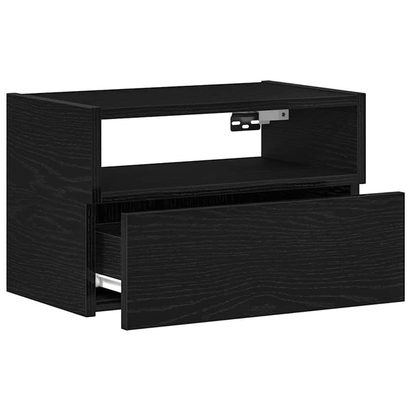 Schwarzer wandmontierter Nachttisch Geneva 45x26x28,5cm