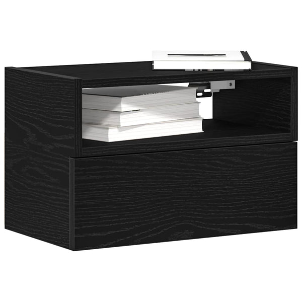 Schwarzer wandmontierter Nachttisch Geneva 45x26x28,5cm