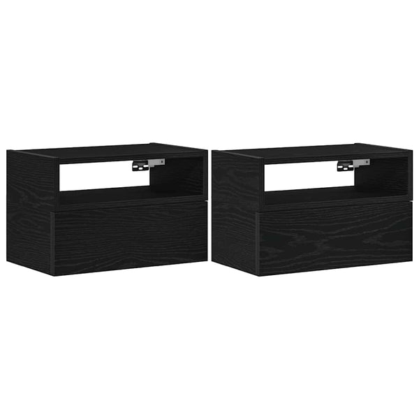 Schwarze wandmontierte Nachttische Geneva 45x26x28,5cm (2 St.)