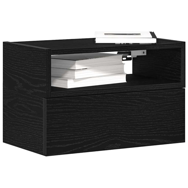 Schwarze wandmontierte Nachttische Geneva 45x26x28,5cm (2 St.)