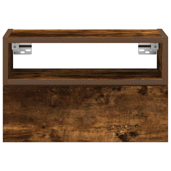 Wandmontierte Nachttische Genf aus geräucherter Eiche 45x26x28,5 cm (2 Stück)