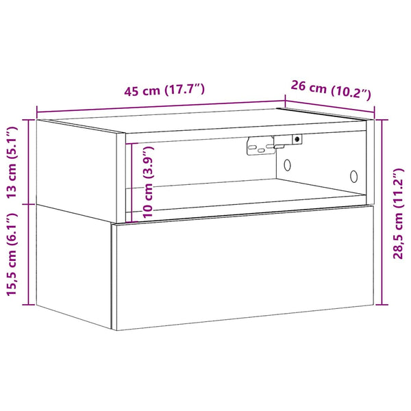 Graues Wand-Nachttisch Geneva 45x26x28,5cm
