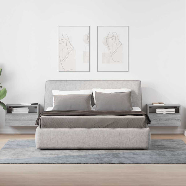 Graue wandmontierte Nachttische Geneva 45x26x28,5cm (2 Stück)