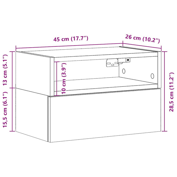 Wandmontierter Nachttisch Geneva 45x26x28,5cm (Altholz)