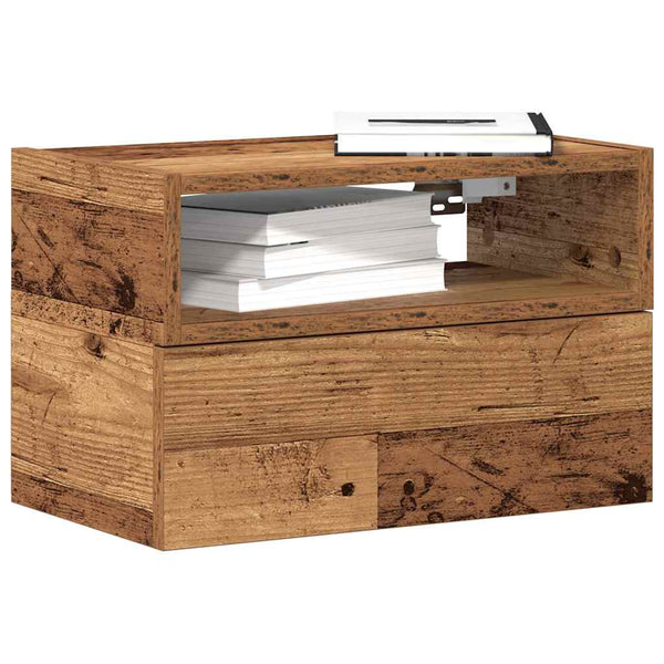 Alte Holz-Wandnachttische Genf 45x26x28,5cm (2 Stück)