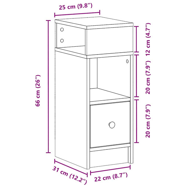 Schwarzer Nachttischschrank mit Schublade Lucan 25x31x66cm