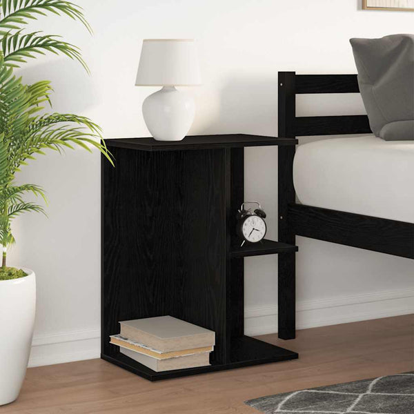 Nachttisch Jorjel 46,5x29x61cm, schwarz (Eiche Massivholz)