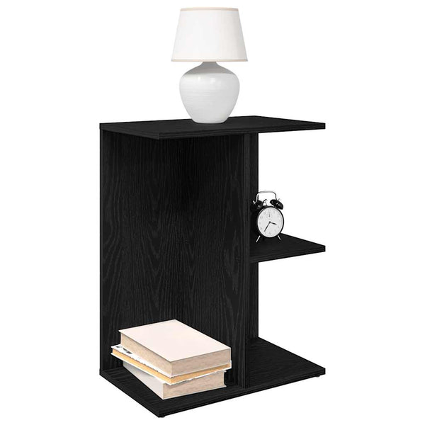 Nachttisch Jorjel 46,5x29x61cm, schwarz (Eiche Massivholz)