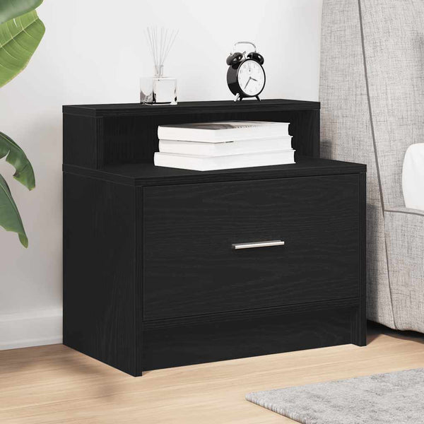 Nachtschrank Retan aus schwarzer Eiche mit Schublade 51x31x47cm
