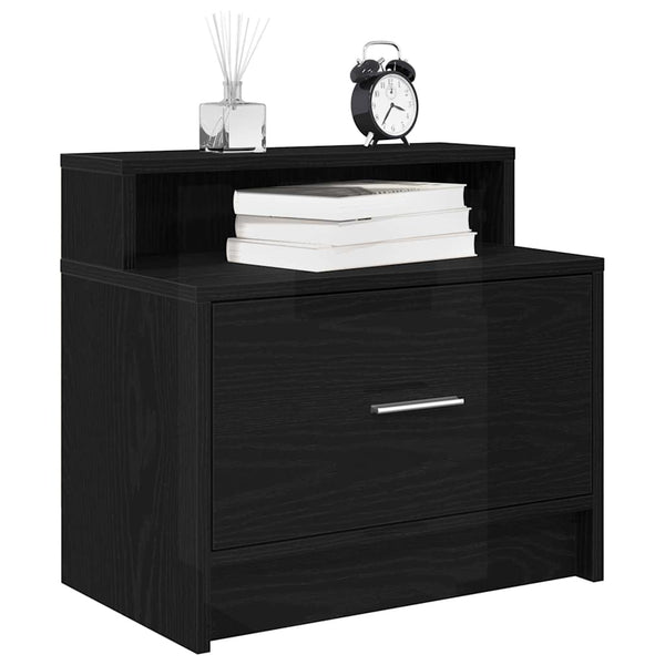 Nachtschrank Retan aus schwarzer Eiche mit Schublade 51x31x47cm