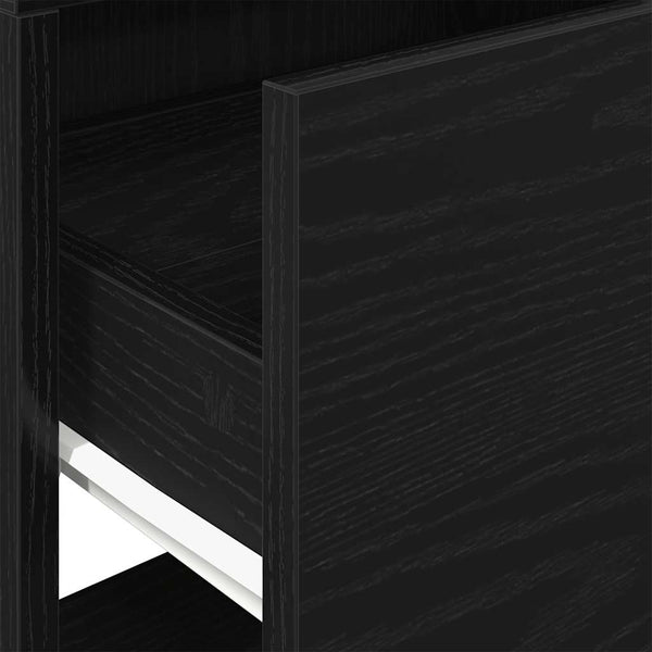Nachttische in Schwarz mit Schublade Retan 51x31x47cm (2 Stück)