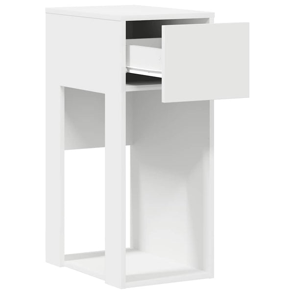 Weißer Computer-Towerständer mit Schublade Elfia 30x44x74cm