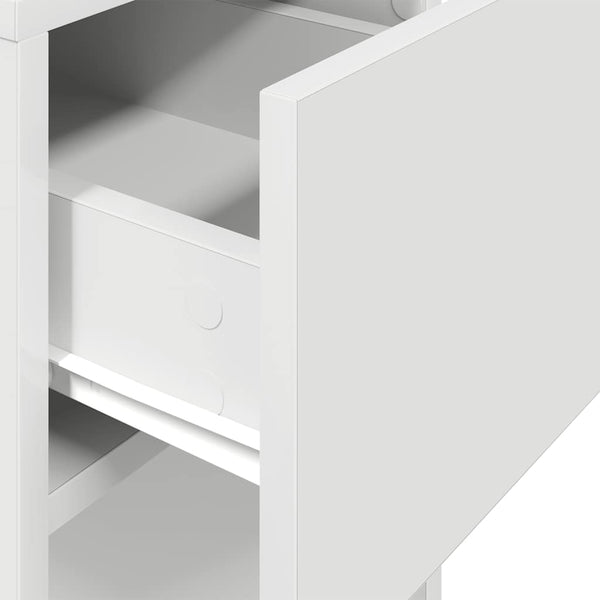 Weißer Computer-Towerständer mit Schublade Elfia 30x44x74cm