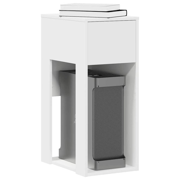 Weißer Computer-Towerständer mit Schublade Elfia 30x44x74cm