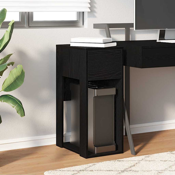 Schwarzer Computer-Tower-Ständer mit Schublade Elfia 30x44x74cm