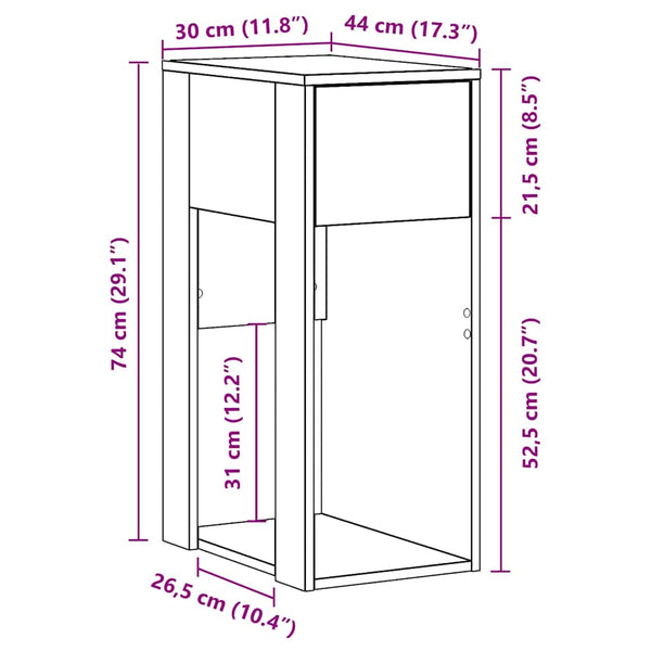 Schwarzer Computer-Tower-Ständer mit Schublade Elfia 30x44x74cm