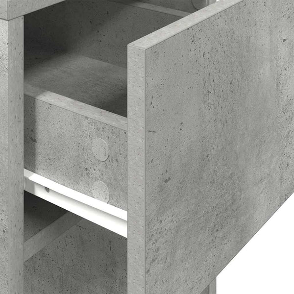 Computer-Tower-Ständer Elfia mit Box, Betonoptik grau, 30x44x74cm