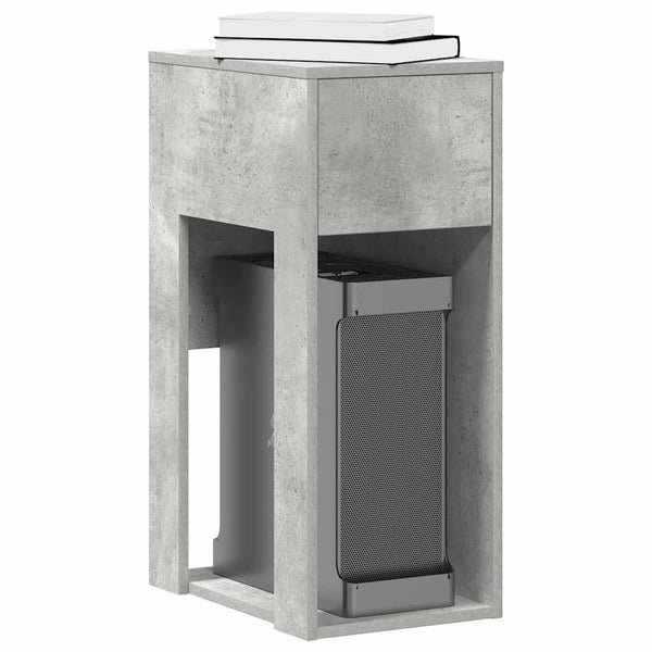 Computer-Tower-Ständer Elfia mit Box, Betonoptik grau, 30x44x74cm
