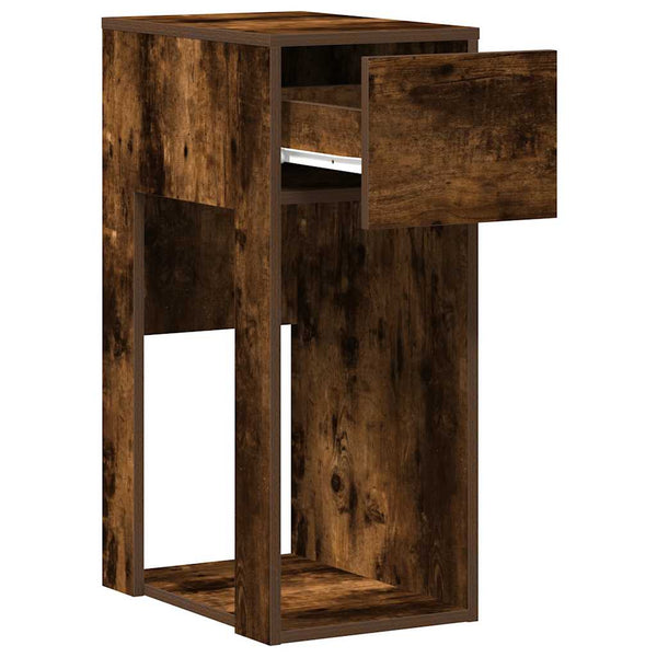 Computerturm-Ständer aus geräucherter Eiche mit Schublade Elfia 30x44x74cm