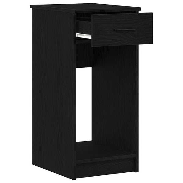 Schwarzer Computer-Tower-Ständer mit Schublade Lidya 35x45x77cm