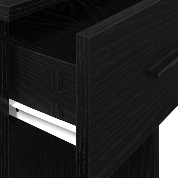 Schwarzer Computer-Tower-Ständer mit Schublade Lidya 35x45x77cm