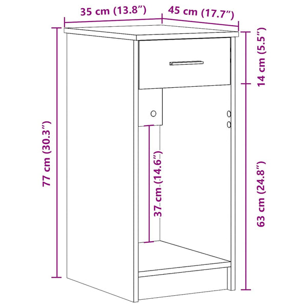 Sonoma-Eiche Computertower-Stand mit Schublade Lidya 35x45x77cm