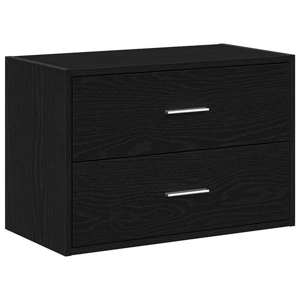Schwarzer Eichenschrank Anastasiadu 60x31x40cm (mit 2 Schubladen, Holz)