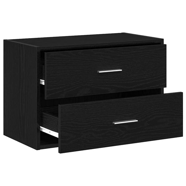 Schwarzer Eichenschrank Anastasiadu 60x31x40cm (mit 2 Schubladen, Holz)