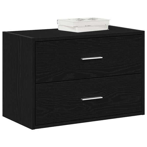 Schwarzer Eichenschrank Anastasiadu 60x31x40cm (mit 2 Schubladen, Holz)