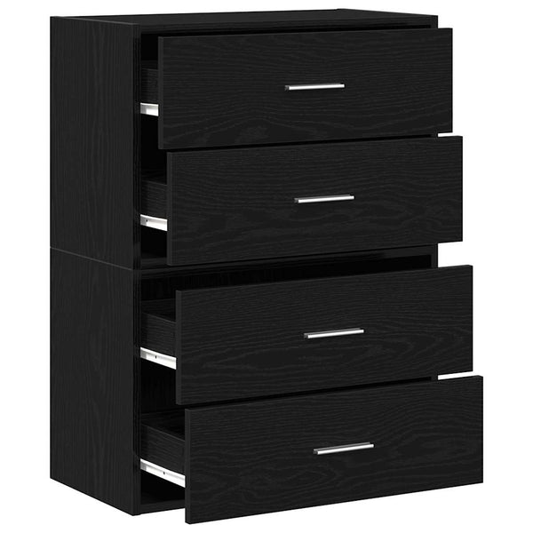 Schwarze Eiche Unterschränke Anastasiadu 60x31x40cm (2 Schubladen 2 Stk. technisches Holz)