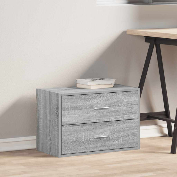 Grauer Schrank Anastasiadu 60x31x40cm (mit 2 Schubladen in Sonoma-Eiche)