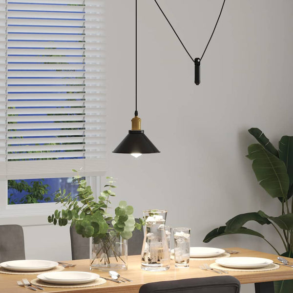 Schwarze Hängelampe Emilius Ø 22cm (höhenverstellbar E27 glänzend)